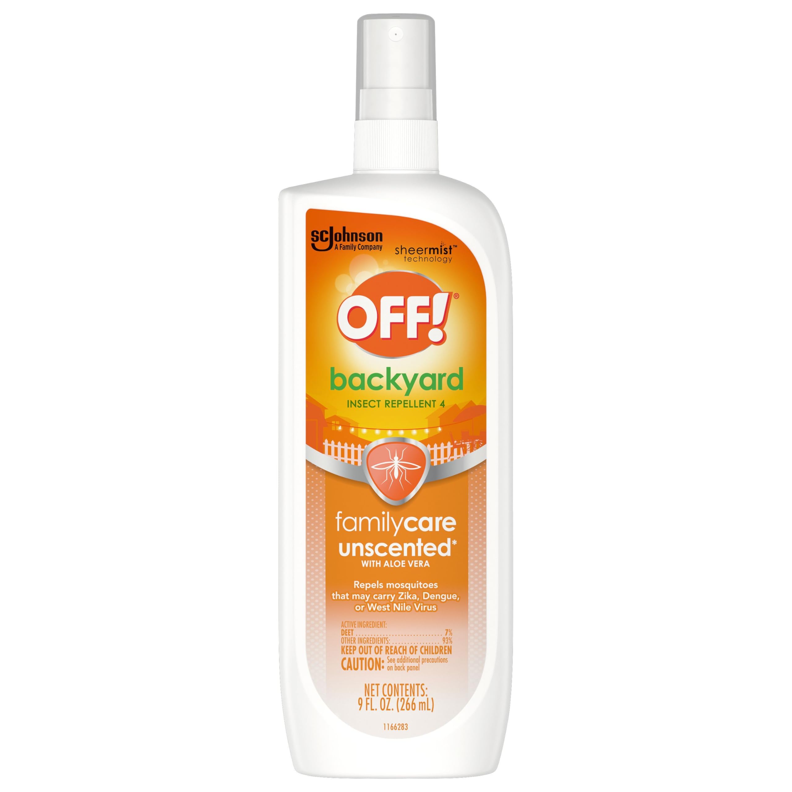 OFF! Family Care Insect &amp; Mosquito Repellent Spritz - 7% DEET, 9 Oz, Unscented with Aloe Vera