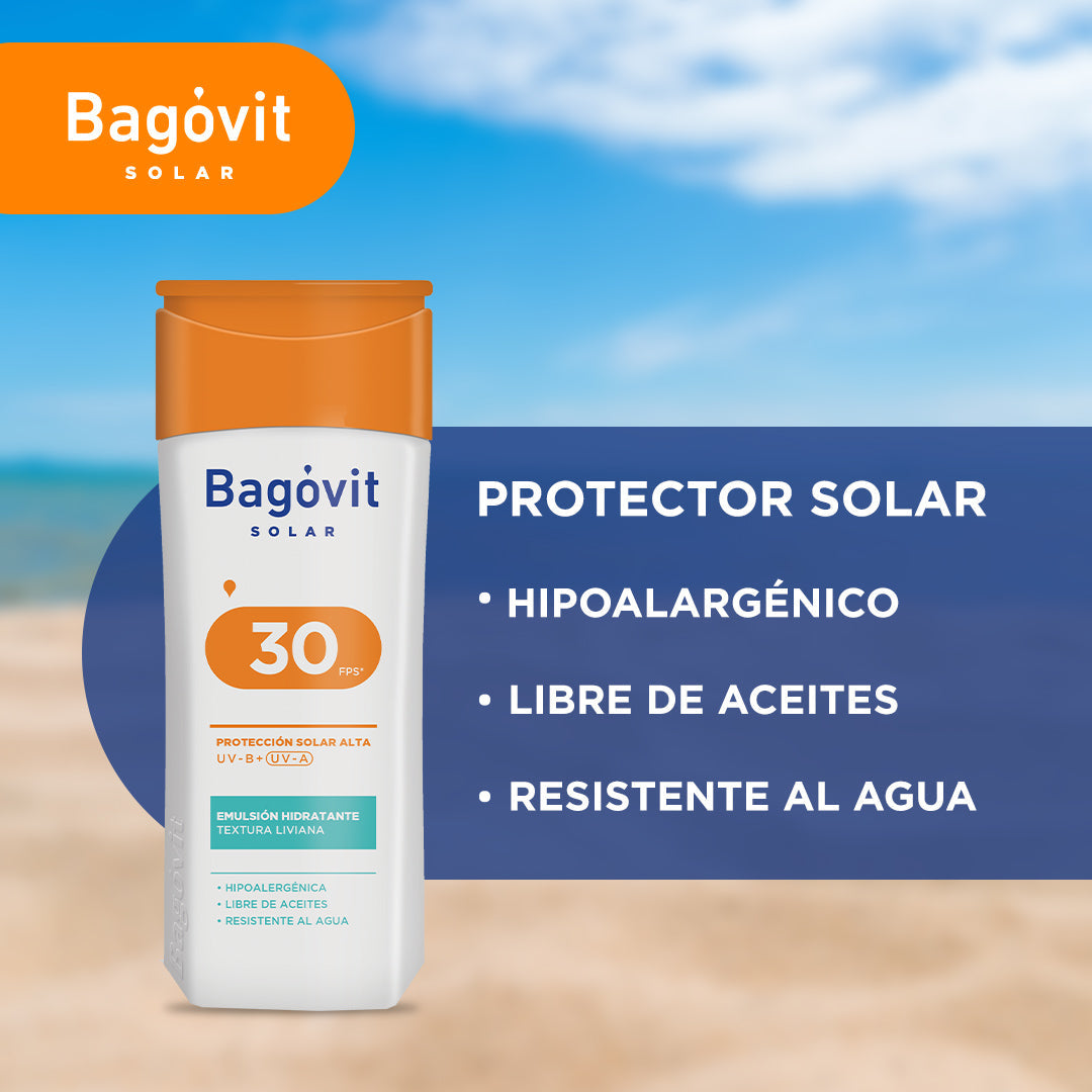 Bagovit Solar SPF 30 (200ML/6.76 Fl Oz) - 80 Min Water-Resistant, Non-Greasy, Fast-Absorbing Sunscreen for All Skin Types