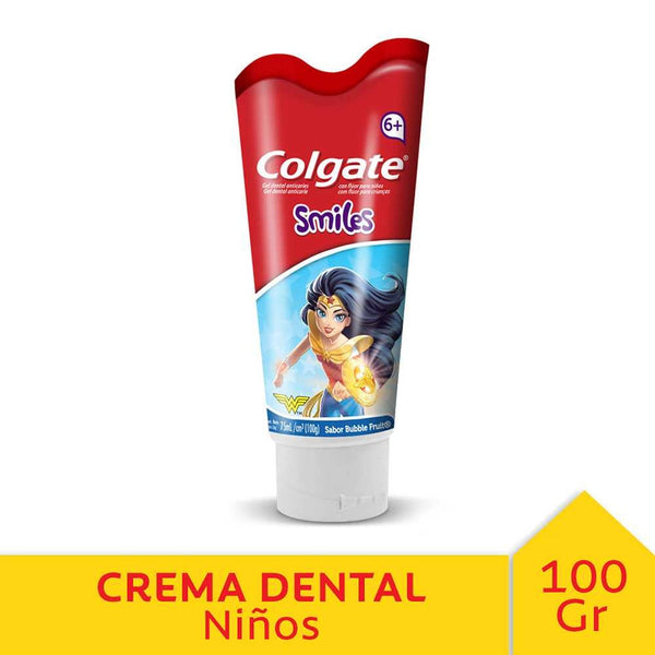 Colgate Smiles Batman/Wonder Woman Toothpaste with Fluoride, Xylitol, Natural Ingredients and No Artificial Colors or Flavors 100Gr/3.38oz