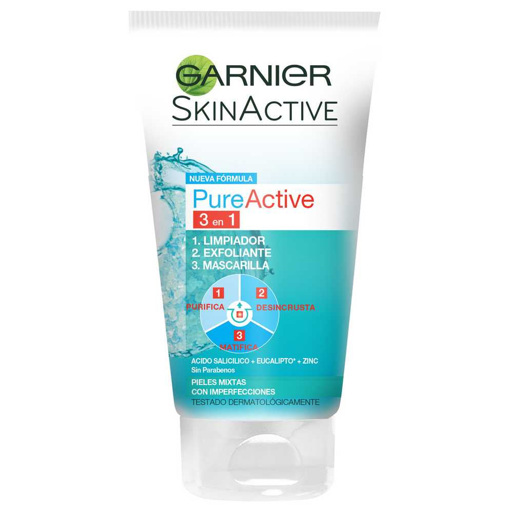 Garnier Pure Active 3-In-1 Cleansing Gel: Soap-Free Formula to Cleanse, Purify & Mattify Skin 150Ml / 5.29Fl Oz