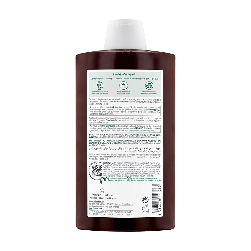 Klorane X Hair Loss Shampoo with Quinine and B Vitamins - 400ml / 13.52 Fl Oz - Strengthens Hair Fiber